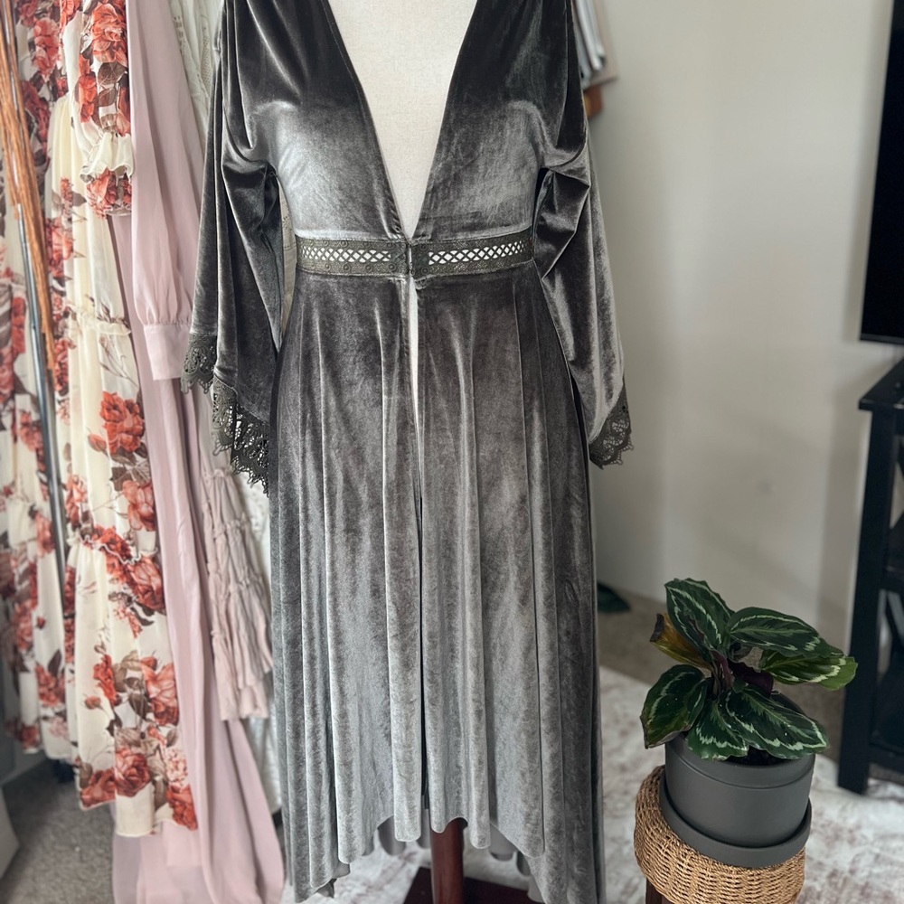 Joyfolie Gray Velvet Dress